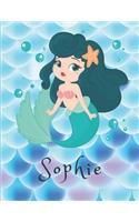 Sophie: Personalized Mermaids Sketchbook For Girls With Pink Name - Girls Customized Personal - Personalized Unicorn sketchbook/ journal/ blank book - 8.5x1