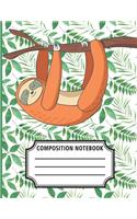 Composition Notebook: Cute Sloth Lined Notebook 8.5 x 11 for Girls