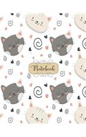 Notebook: Cute cats kawaii Notebook for Girls and Lined pages, Extra large (8.5 x 11) inches, 110 pages, White paper (Notebook and journal)(1 Cute Cats Kawaii Notebook)