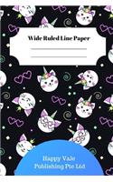 Cute Cat Theme Wide Ruled Line Paper