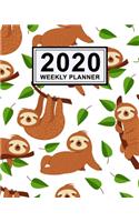 Sloth Weekly Planner 2020: Sloth 2020 Daily, Weekly & Monthly Calendar Planner - January to December - 110 Pages (8x10)