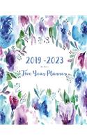 2019-2023 Five Year Planner- Blue Flowers: 60 Months Planner and Calendar, Monthly Calendar Planner, Agenda Planner and Schedule Organizer, Journal Planner and Logbook, Appointment Notebook, 