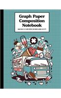 Graph Paper Composition Notebook Quad Rule 5x5 Grid Paper - 150 Sheets (Large, 8.5 x 11"): Ice Cream Camper Van