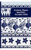 Academic Planner June 2019 - December 2020: Blue Fish Weekly Dated Planner