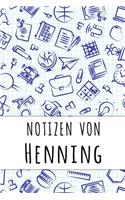 Notizen von Henning: Kariertes Notizbuch mit 5x5 Karomuster für deinen personalisierten Vornamen