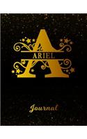 Ariel Journal: Letter a Personalized First Name Personal Writing Diary Black Gold Glitter Pattern & Space Effect Cover Daily Diaries for Journalists & Writers Note