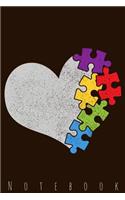 Notebook: Autism Puzzle Heart Neurodiversity Notebook To Write In Journal Log Book Gift