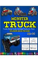 Monster Truck Coloring Book For Kids Age 4-8