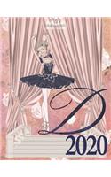 2020 Weekly Planner - Ballerina Princess Monogram Initial Letter 