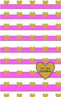 Dot Grid Journal: Small Size 5 x 8 Dot Grid 110 Pages Daily Tracker Personal Notebook Big Heart White Stripes With Hot Pink Color