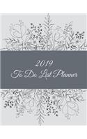 2019 to Do List Planner: Art Flowers B&w, 2019 Weekly Monthly to Do List 8.5" X 11" Daily to Do Planner, Office School Task Time Management Notebook