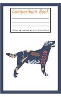 Composition Book: Labrador Retriever Dog Blue Flower Wide Ruled Pages for Pet Lovers (Exercise Book, Notebook, Journal)