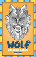 Wild Animal Coloring Books - Easy Level - Wolf