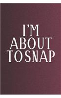 I'm About To Snap: Funny Sayings on the cover Journal 104 Lined Pages for Writing and Drawing, Everyday Humorous, 365 days to more Humor & Happiness Year Long Journal 