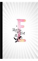 E: Monogram Initial Composition Notebook Watercolor & Floral Botanical Drawings Personalized Notebook for Girls & Women