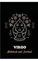 Virgo Notebook and Journal: Zodiac Star Sign Horoscope Journal, Diary, Notebook or Log, Birthday Christmas Gift for Men, Women and Kids 118 pages 6x9 Easy Carry Compact Size