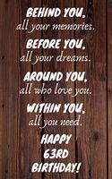 Behind You All Your Memories Before You All Your Dreams Happy 63rd Birthday