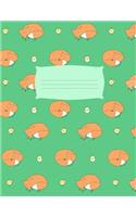 Primary Composition Book: Handwriting Dotted Mid Line Notebook - Cute Fox & Chicken Pattern