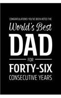 Congratulations! You've Been Voted The World's Best Dad for Forty-Six Consecutive Years: Funny Blank Notebook for Papa - Lined Journal