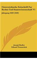 Osterreichische Zeitschrift Fur Rechts Und Staatswissenschaft V1