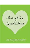 Grateful Heart Notebook 1/2 inch squares 120 pages: Notebook with green cover, squared notebook, roman grid of half inch squares, perfect bound, ideal for writing, math sums, doodling, composition not