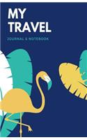 My Travel Journal and Notebook: Blue, Flamingo, Travelogue, Travel Essays, Notebook, 100 Pages of Blank Paper to Write In(Elitejournal)