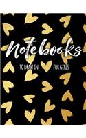 Notebooks To Draw In For Girls: Blank Doodle Draw Sketch Books