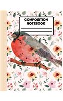 Notebook: Watercolor Flower Notebook College Ruled Jounal Set For Kids Child, Boys And Girls.One Subject School Exercise Book-Pink Birds Watercolor (School No