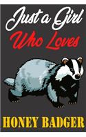 Just a Girl Who Loves Honey Badgers: Honey Badger Journal, Notebook Note-Taking Planner Book, Honey Badger Lover, Funny Birthday Present Gift For Christmas and All Season (6x9 inch - 11