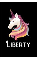 Liberty: Journal (Diary, Notebook) Personalized Custom Name Unicorn Birthday Gift for Girls and Women