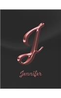 Jennifer: 1 Year Weekly Planner with Note Pages (12 Months) - Black Marble Rose Gold Pink Effect Letter J - 2020 - 2021 - Week Planning - Monthly Appointment 