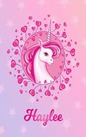 Haylee: Unicorn Large Blank Primary Sketchbook Paper - Pink Purple Magical Horse Personalized Letter H Initial Custom First Name Cover - Drawing Sketch Book
