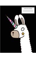 Composition Notebook: Cool Llamacorn Composition Journal - Wide Ruled Elementary School Office Home Writing Book