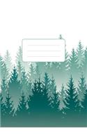 Composition Notebook: Misty Green Forest Landscape: 100 Pages of 7.5" X 9.75" College Ruled Lined Paper, Matte Cover (Diary, Planner, Notes)(Nature Journal Notebook)