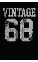 Vintage 68: Novelty 50th Birthday Blank Notebook Journal Gift