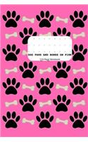 Dog Paws and Bones on Pink: Dot Grid Bullet Journal - 6 X 9(15.24 X 22.86 CM) - 110-Page Notebook