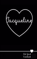 Jacqueline Dot Grid Notebook: Personalized Name Journal Black Heart - Punktraster Notizbuch Personalisiert Mit Namen