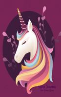 Daily Journal For Teen Girls: Unicorn Purple Background Cover 8.5 x 11