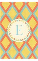 E: Geometric Pattern Seamless Diamond Background Journal, Monogram Initial Letter E Lined Paper