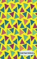 Graph Paper Notebook: 80s 90s Retro Themed - 5x5 Ruled - Large (8.5" x 11") 120 pages - Yellow Pink and Blue Triangles Cover