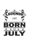 Legends Are Born In July: Notebook, Journal - Birthday Gift for Legends - checkered - 6x9 Inches - 120 pages