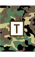 T: Letter Monogrammed 2020 Weekly Planner For Hunter Or Hunting Guide - Camo Camouflage January 2020 - December 2020 (8.5"x11")