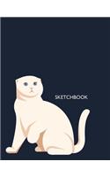 sketchbook: cat on dark blue cover (8.5 x 11) inches 110 pages, Blank Unlined Paper for Sketching, Drawing, Whiting, Journaling & Doodling(2 Cat on Dark Blue Sketchbook)
