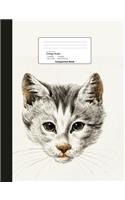 Cat Face Theme College Ruled Composition Book