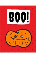 Boo!: Halloween Notebook, Journal, Diary / 100 Pages College Ruled, Red(Halloween Notebooks)
