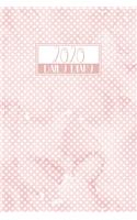 2020 Daily Diary: Full Day to a Page Planner DO1P A5 Writing Journal - Baby Pink Watercolour Polka Dots Pattern