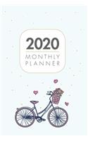 2020 Monthly Planner: 12 Month Book with Grid Overview, Organizer Calendar January - December 2020 Bicycle Design