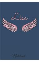 Lisa Notebook: A beautiful personalized angel wings soft cover notebook with 100 lined pages in 6x9 inch format. Personal Diary Personalized Journal Customized Jou