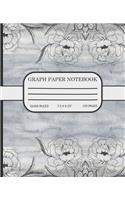 Graph Paper Notebook: Quad Math and Science Composition Book Grey Floral Design