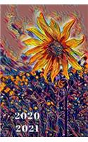 Yellow Sunflowers in a Purple Field for Wildflower Lovers 25 Month Weekly Planner Dated Calendar Gift Notebook for Women or Men: 2 years plus December To-Do Lists, Tasks, Notes or Appointments. Purse Size at-A-Glance Schedule Notebook